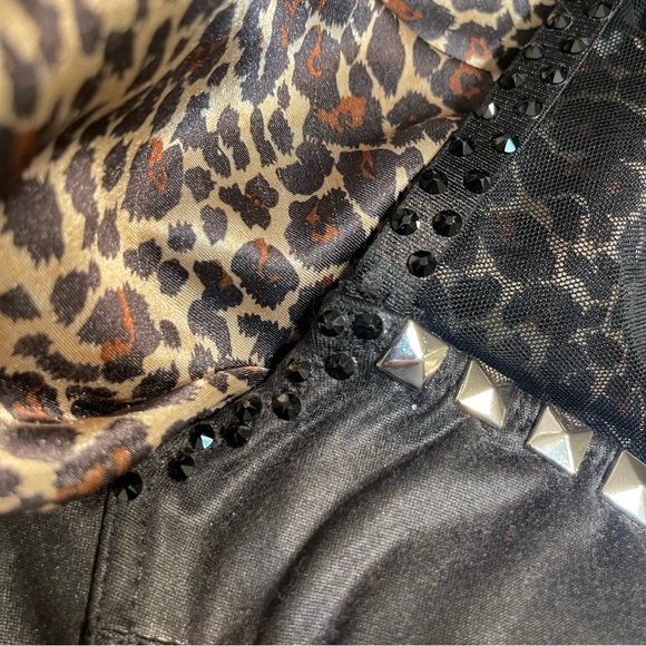 Studded Black Rhinestone Bustier Buckle Crop Top - Picture 8 of 16